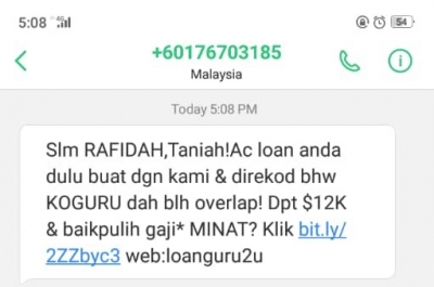 Makluman SMS Palsu