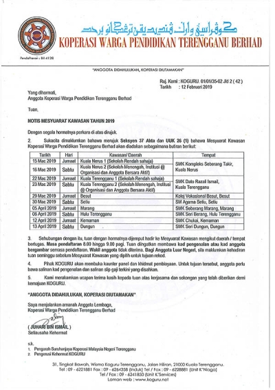Notis Mesyuarat Kawasan 2019